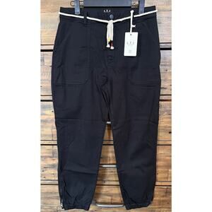 L.T.J Letter To Juliet Women's Crop Zip Ankle Utility Joggers in Black Sz L NWT